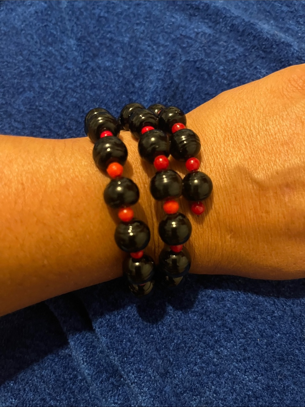 Black and Red Beaded Stretch Bracelet Set - Women Jewelry